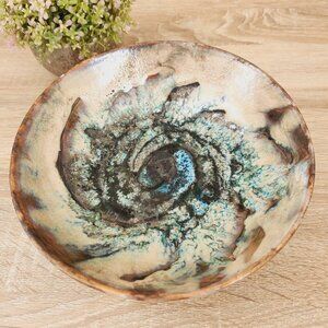 Vintage Ardeco Vallauris Mid Century Spiral Glazed Pottery Earth Tone Bowl